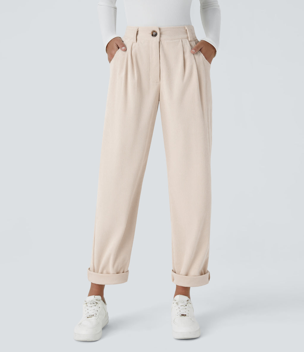 Blanco - Pantalón de pana casual 4
