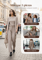 ⏳Oferta especial por tiempo limitado⏰Elegante conjunto de 3 piezas que incluye un cárdigan largo, un top y unos pantalones💞