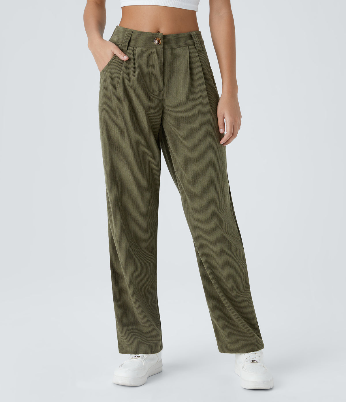 Verde Bruma - Pantalón de pana casual 4