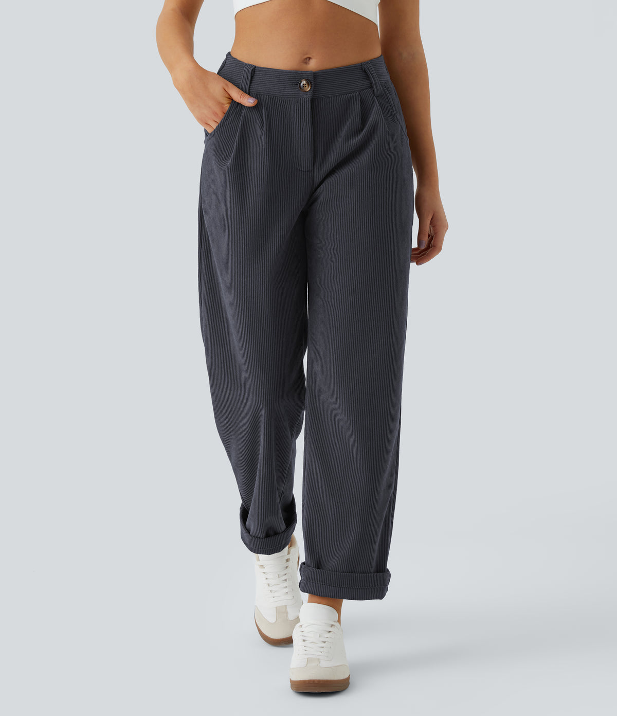 Gris Fantasma - Pantalón de pana casual 3