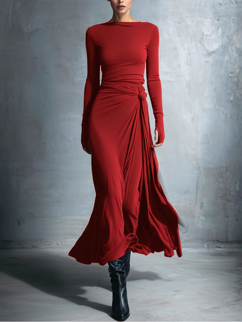 Naomie | Vestido largo con botones de seda