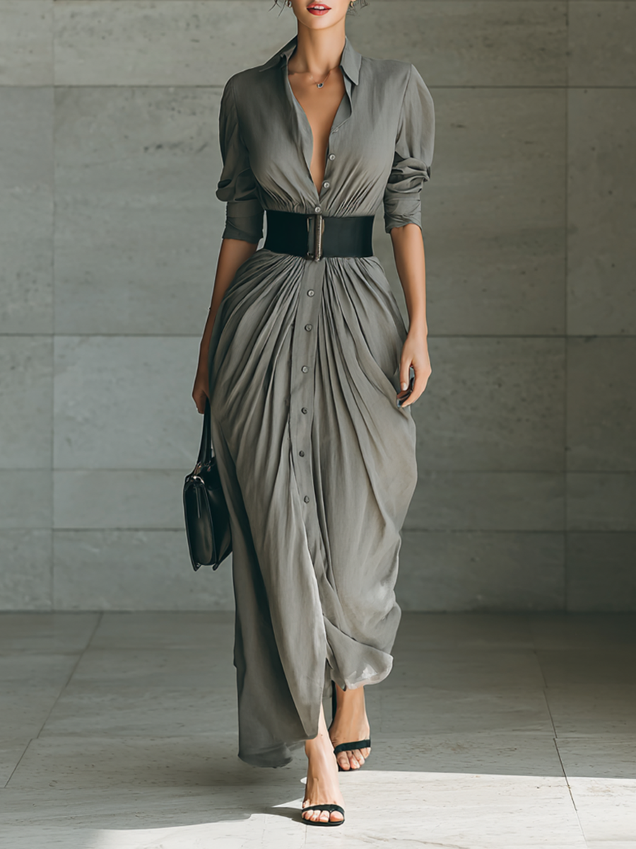 Sefora | Vestido largo plisado