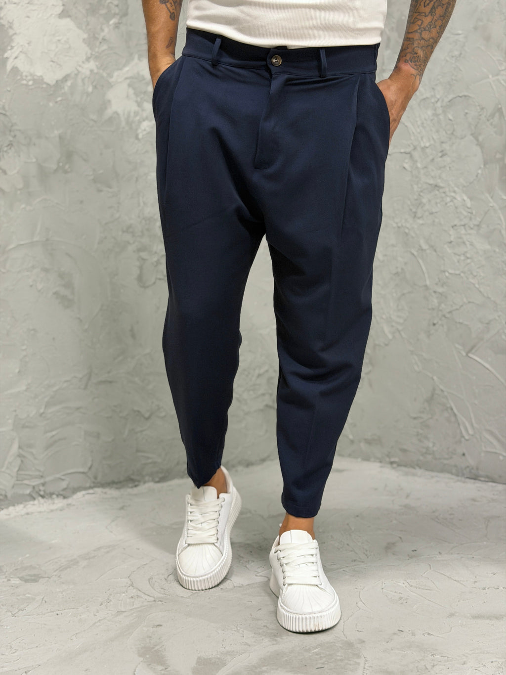 Pantalón MADRID con pinzas azul 2