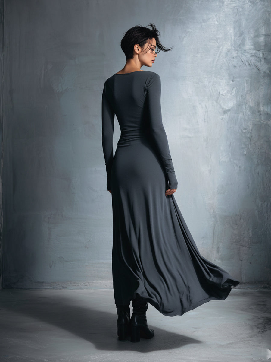 Naomie | Vestido largo con botones de seda