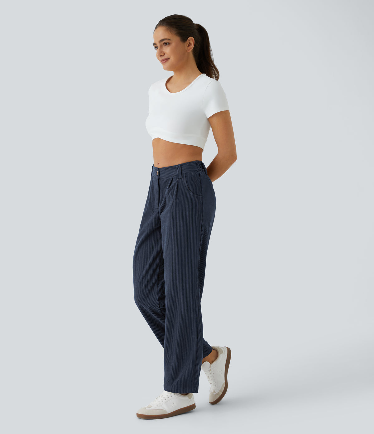 Azul Niebla - Pantalón de pana casual 5