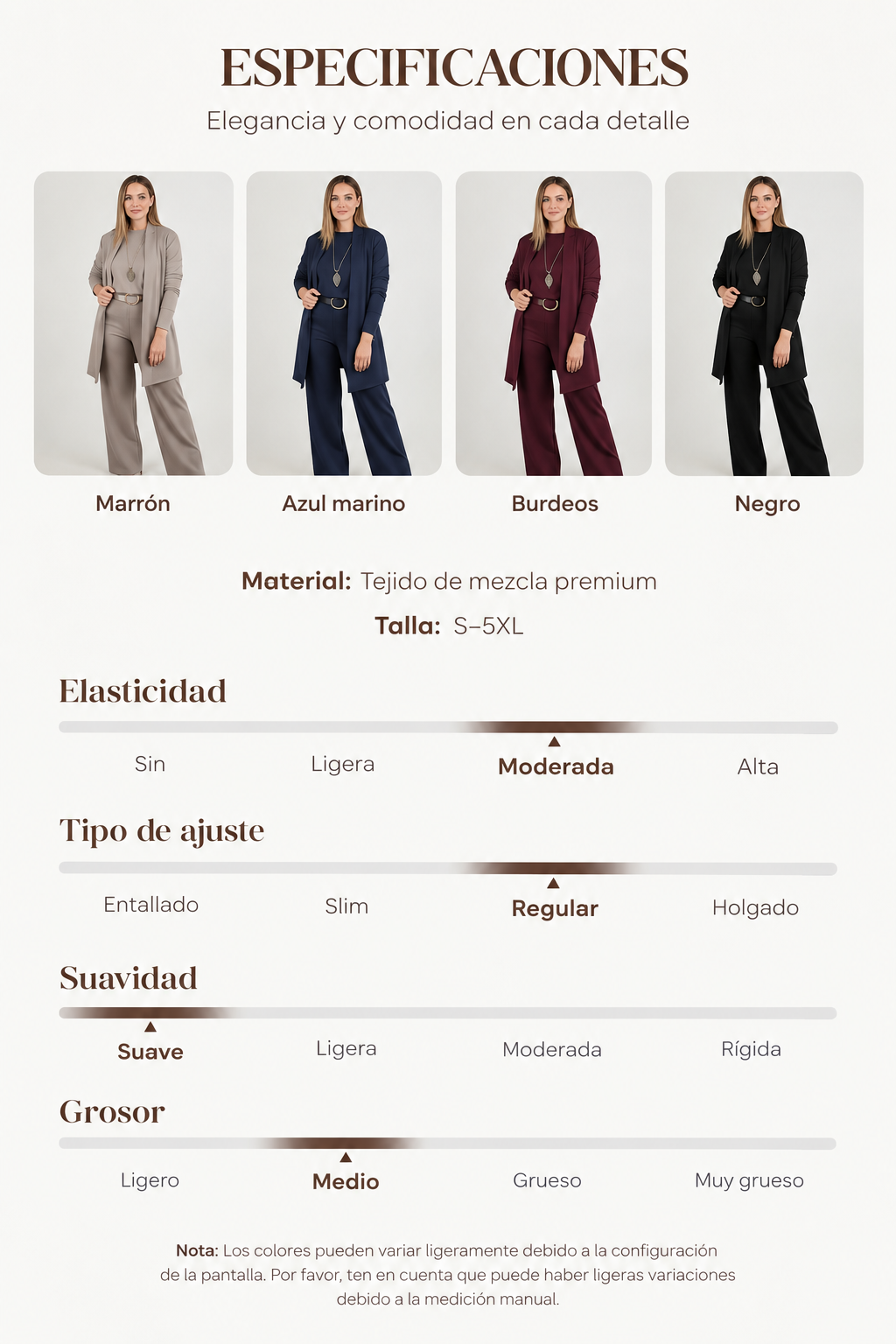 ⏳Oferta especial por tiempo limitado⏰Elegante conjunto de 3 piezas que incluye un cárdigan largo, un top y unos pantalones💞