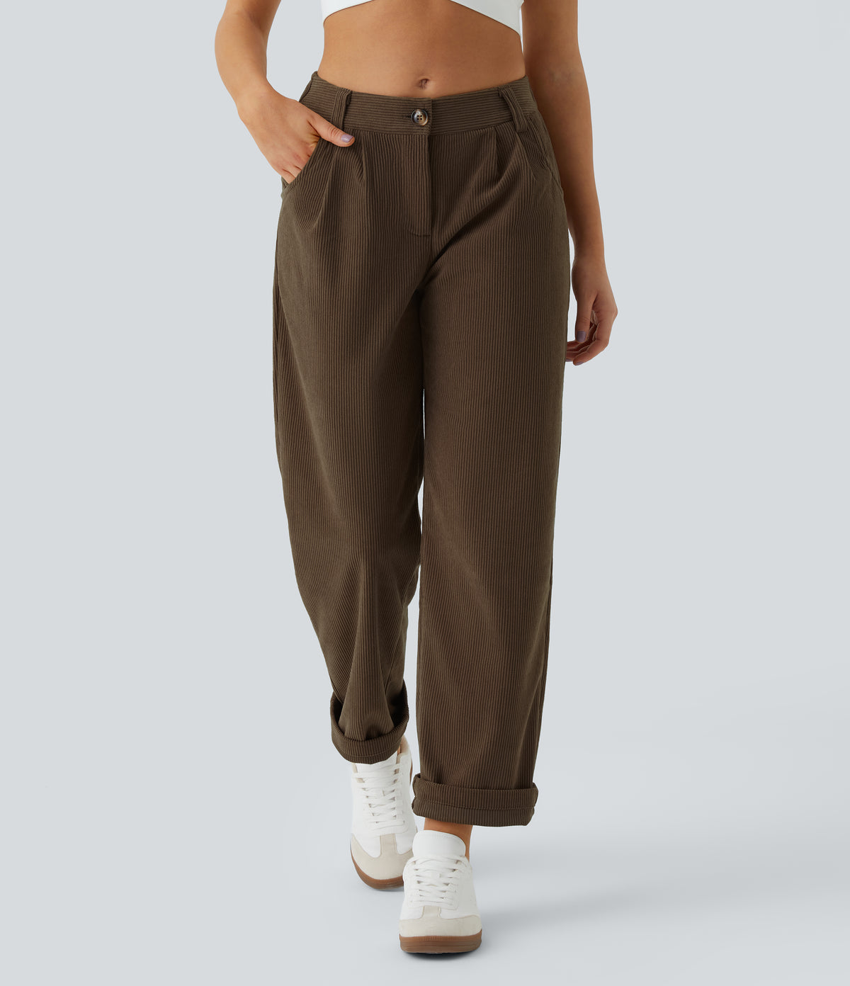 Marrón Café - Pantalón de pana casual 3