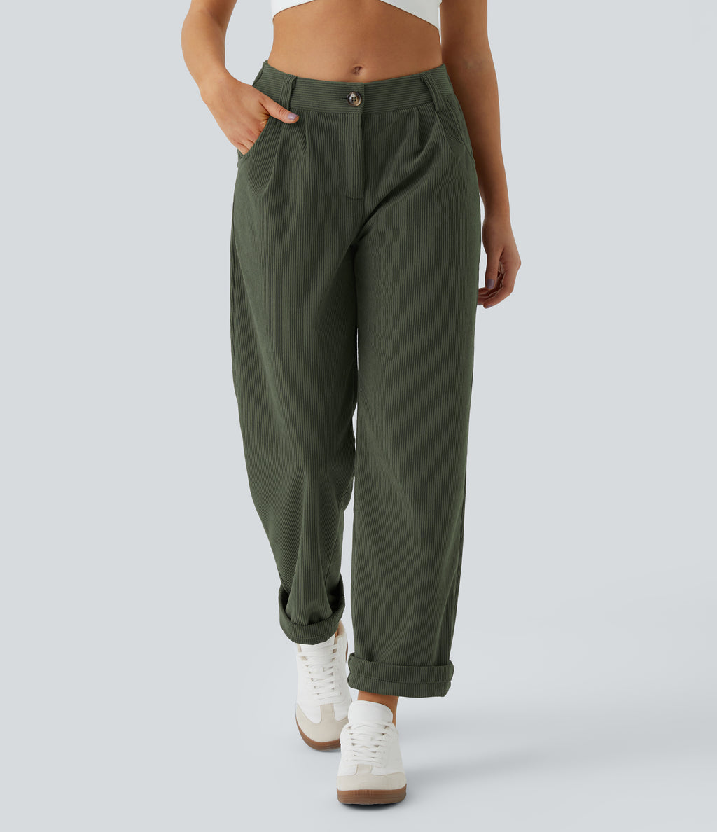 Verde Caza - Pantalón de pana casual 3