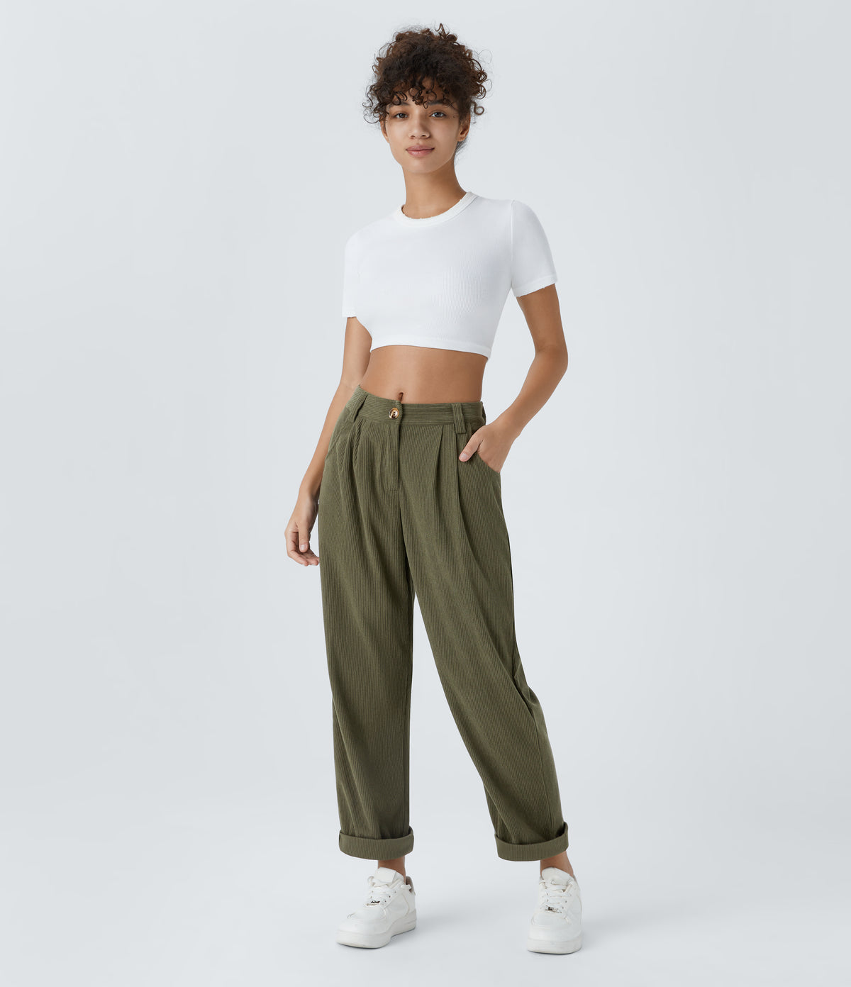 Verde Bruma - Pantalón de pana casual 7