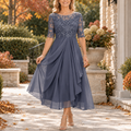 Sophia - Vestido midi drapeado con corpiño de encaje morado