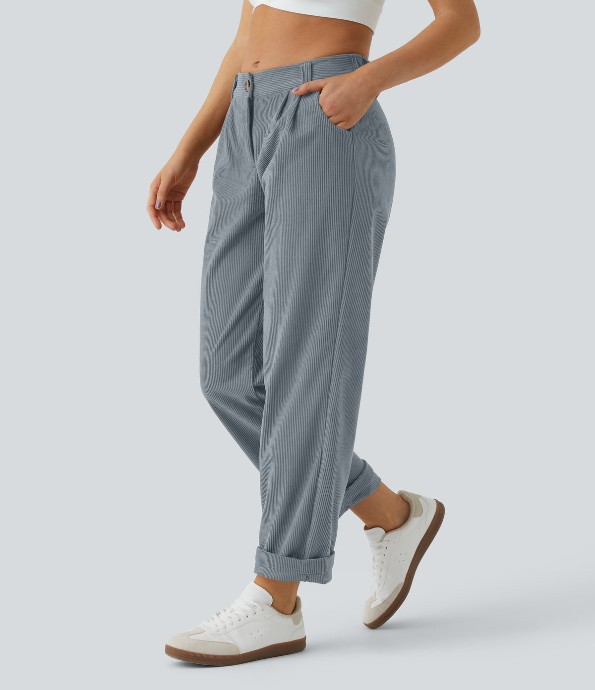 Gris Azulado - Pantalón de pana casual 1