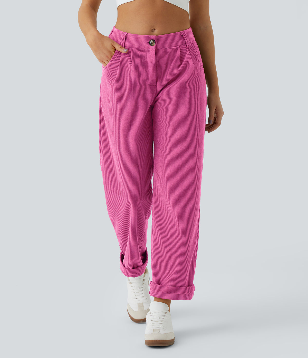 Rojo Violáceo - Pantalón de pana casual 3