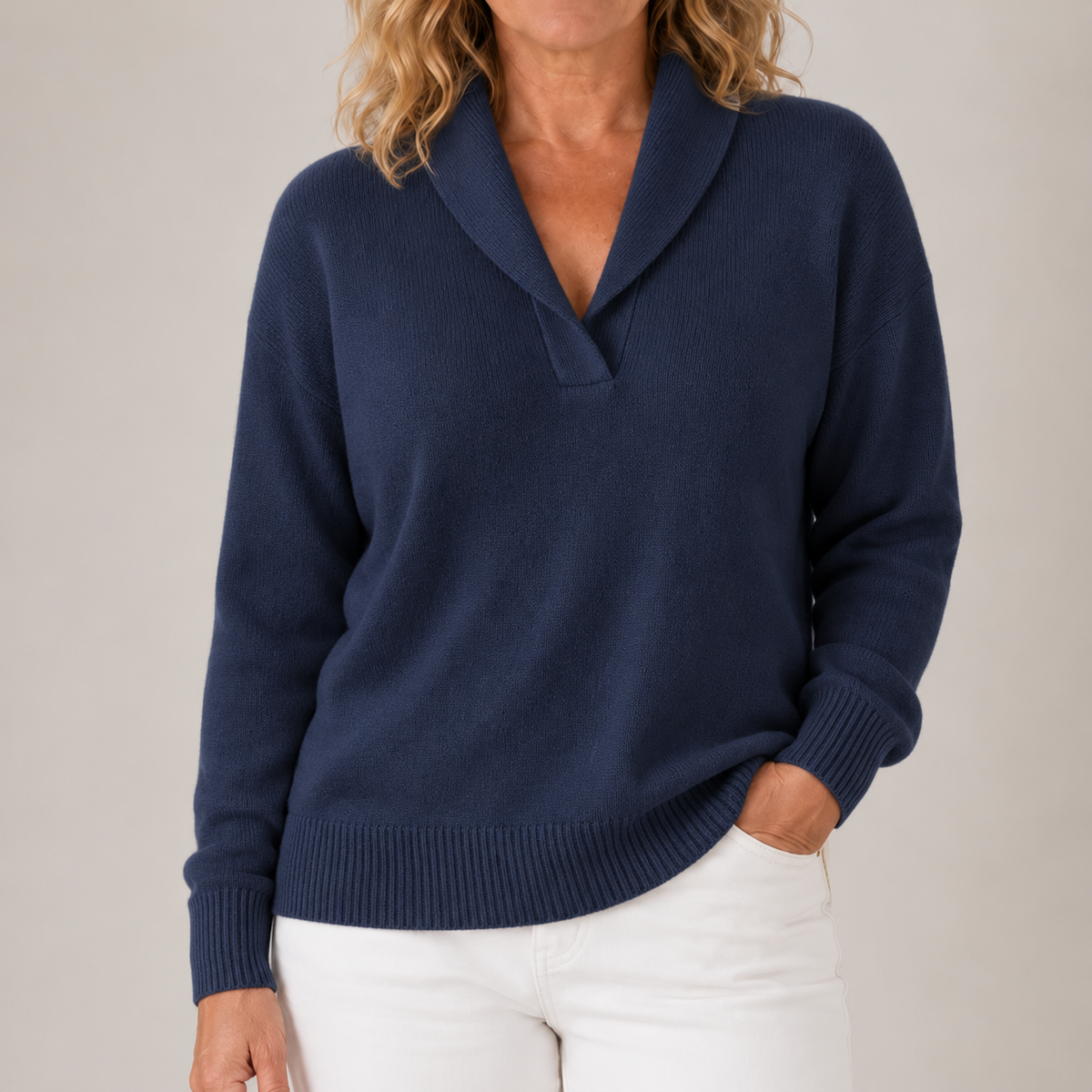 Isabel | Jersey Elegante de Punto con Cuello Solapa