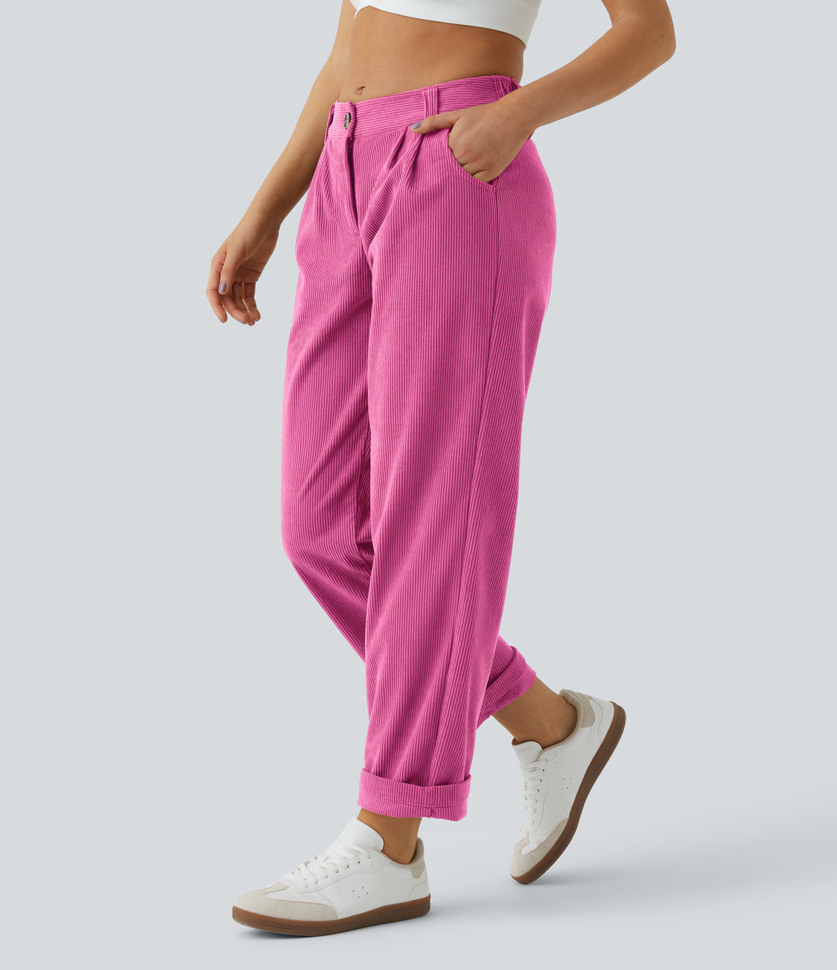 Rojo Violáceo - Pantalón de pana casual 1