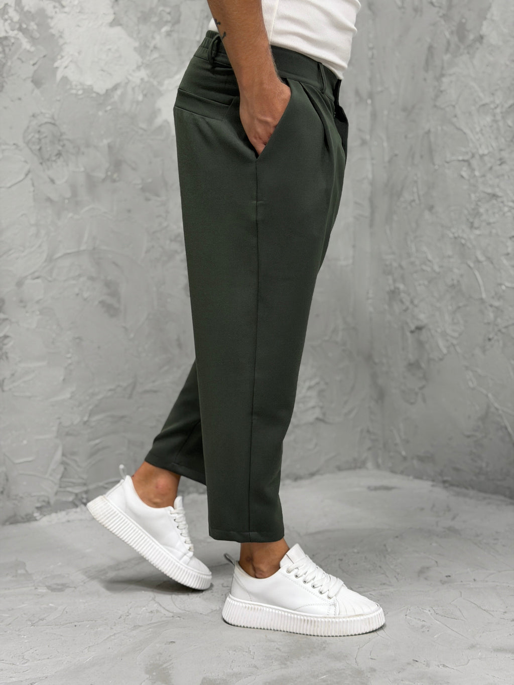 Pantalón MADRID con pinzas verde 3