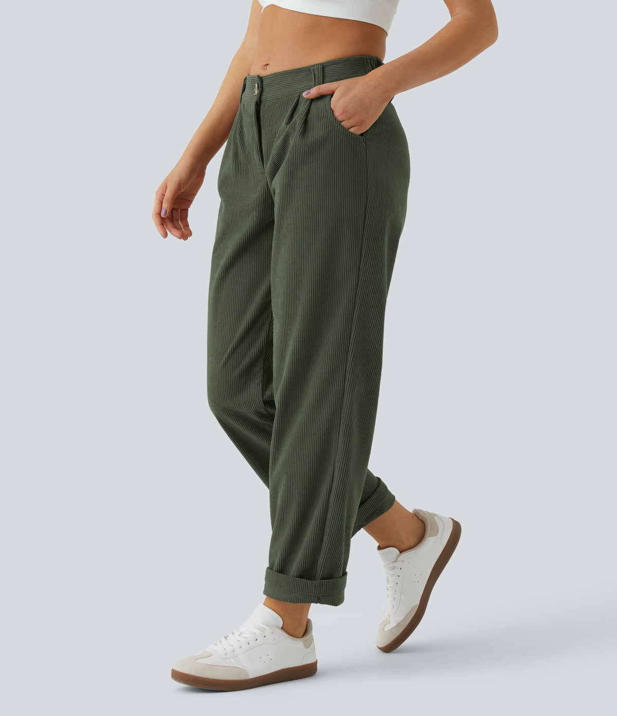 Verde Caza - Pantalón de pana casual 1