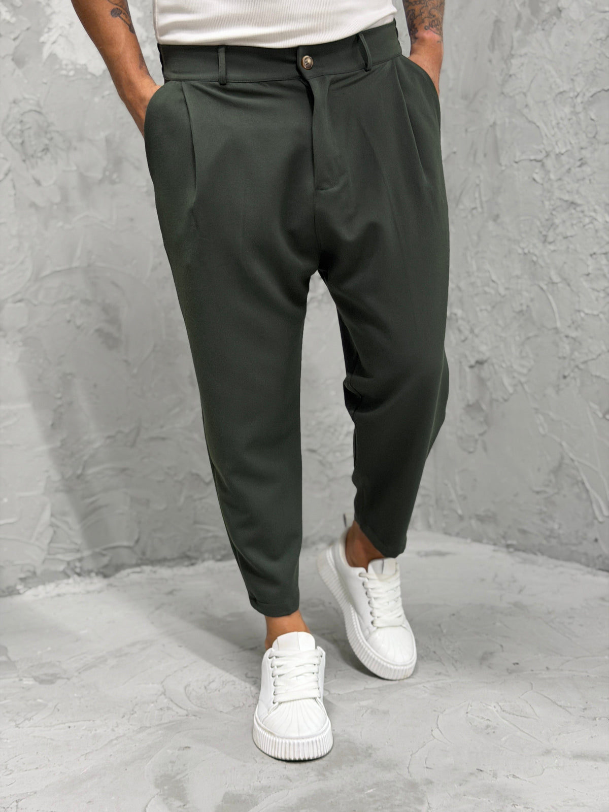 Pantalón MADRID con pinzas verde 2