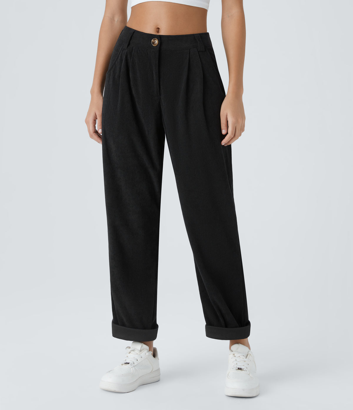 Negro - Pantalón de pana casual 1