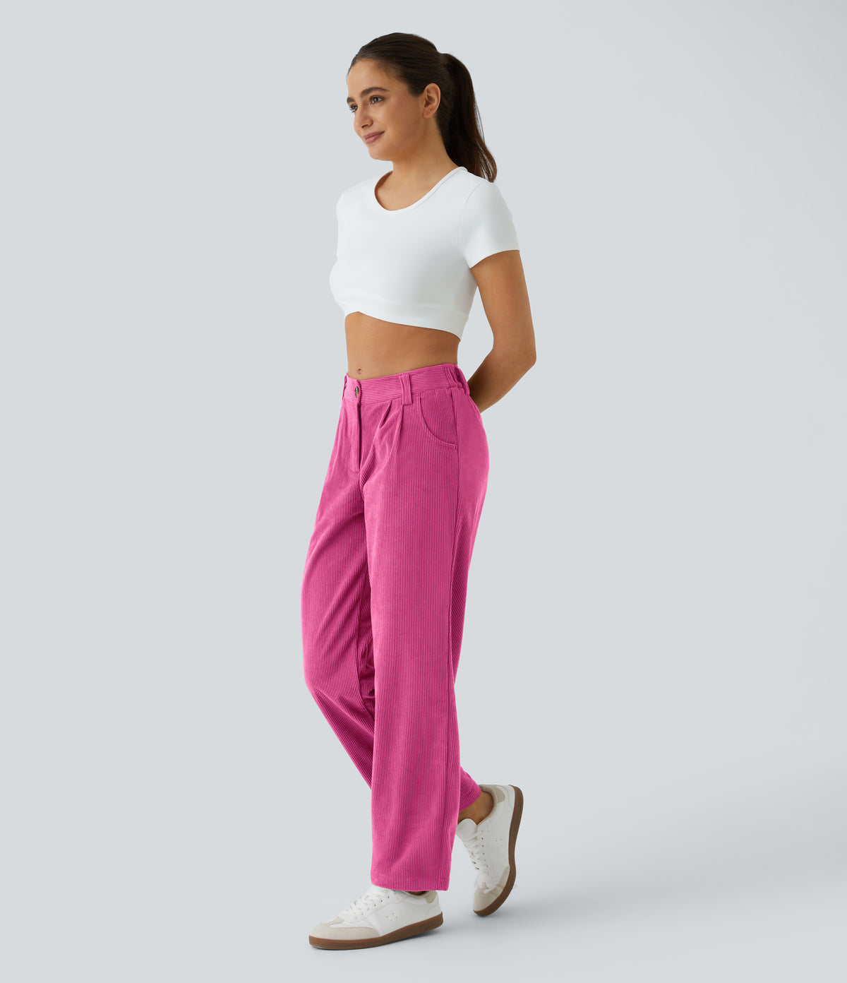 Rojo Violáceo - Pantalón de pana casual 5