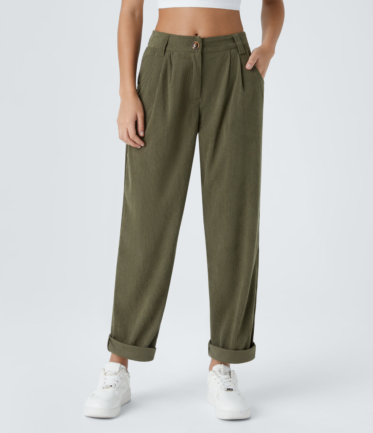 Verde Bruma - Pantalón de pana casual 1