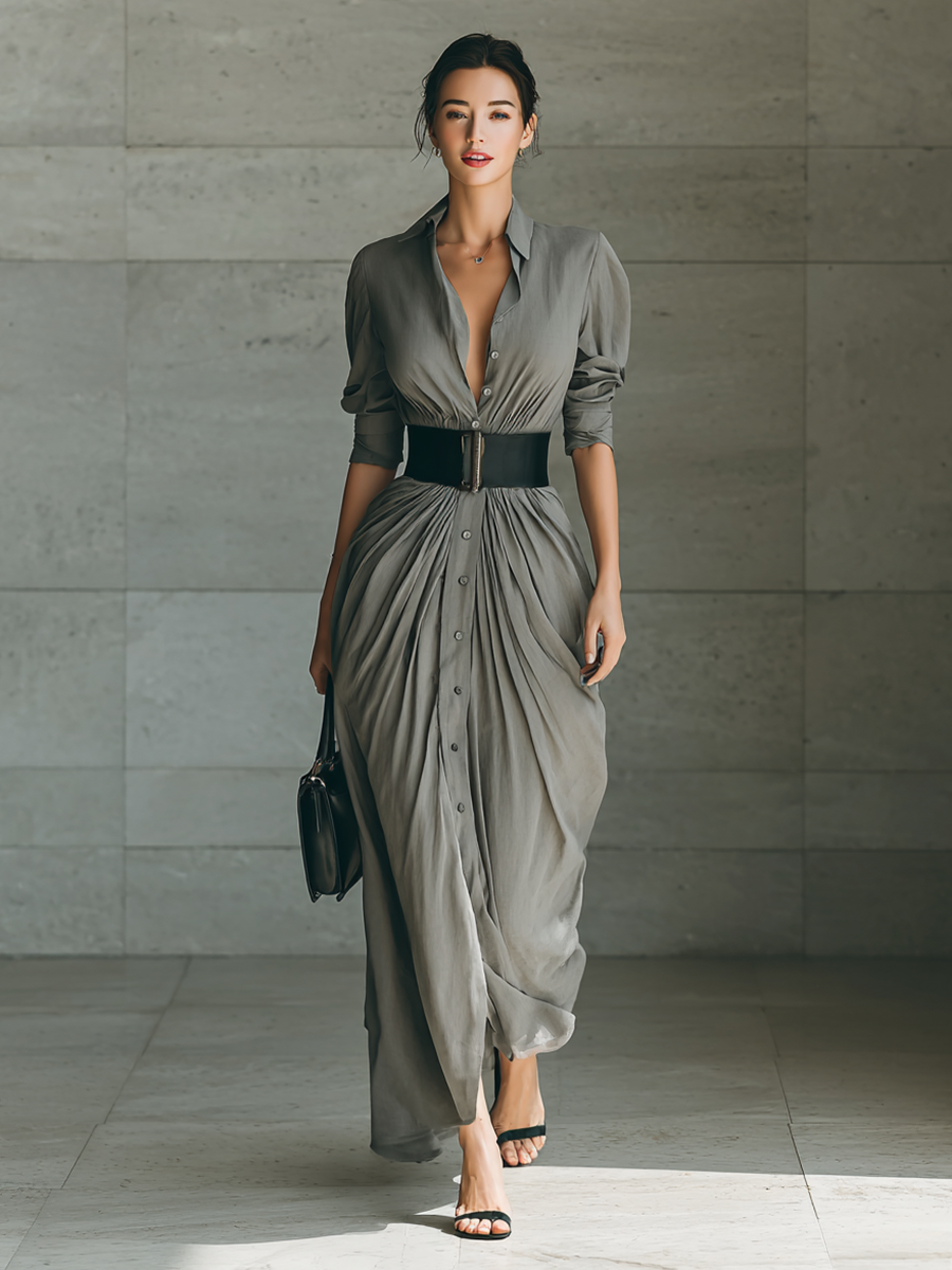 Sefora | Vestido largo plisado