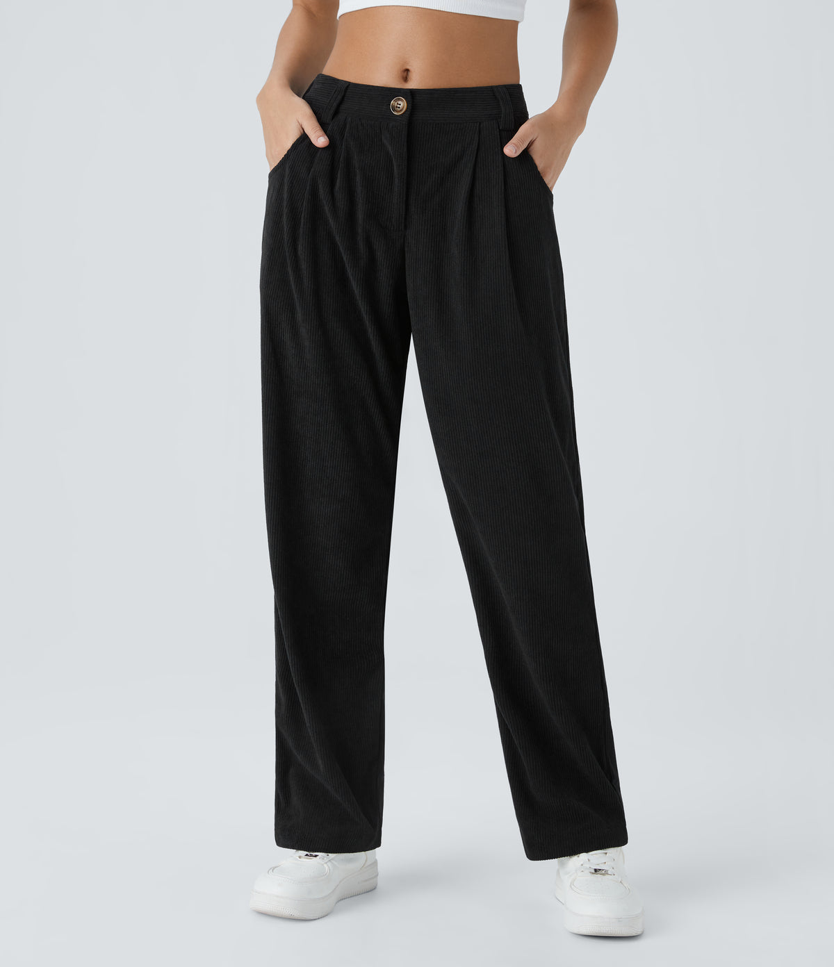 Negro - Pantalón de pana casual 4