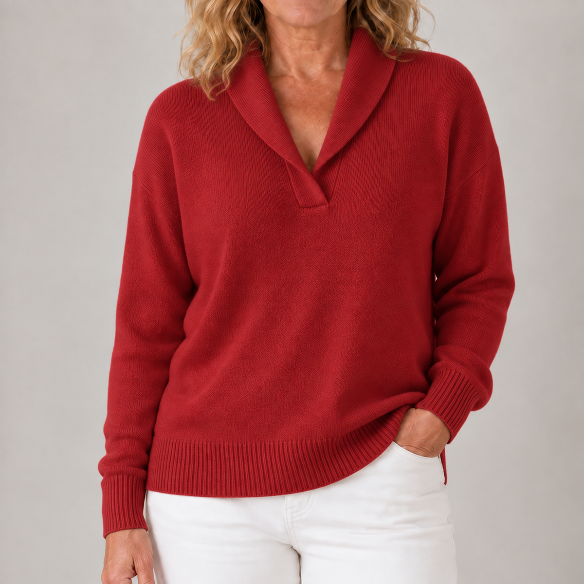 Isabel | Jersey Elegante de Punto con Cuello Solapa