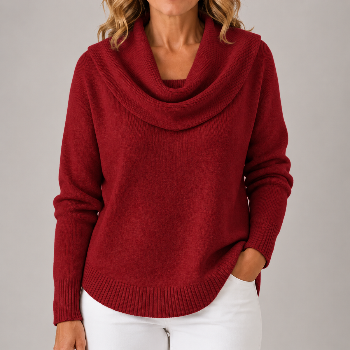 Marie | Jersey de punto elegante con cuello drapeado