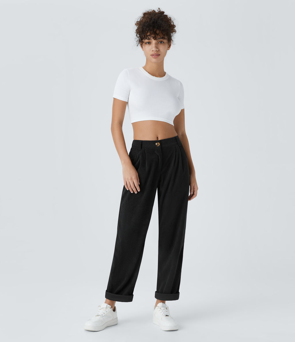 Negro - Pantalón de pana casual 7