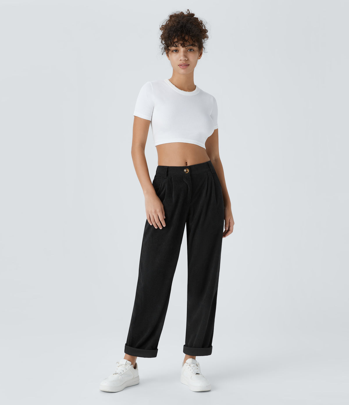 Negro - Pantalón de pana casual 7