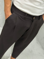Pantalón MADRID con pinzas marrón oscuro 5