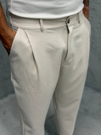 Pantalón MADRID con pinzas beige claro 5