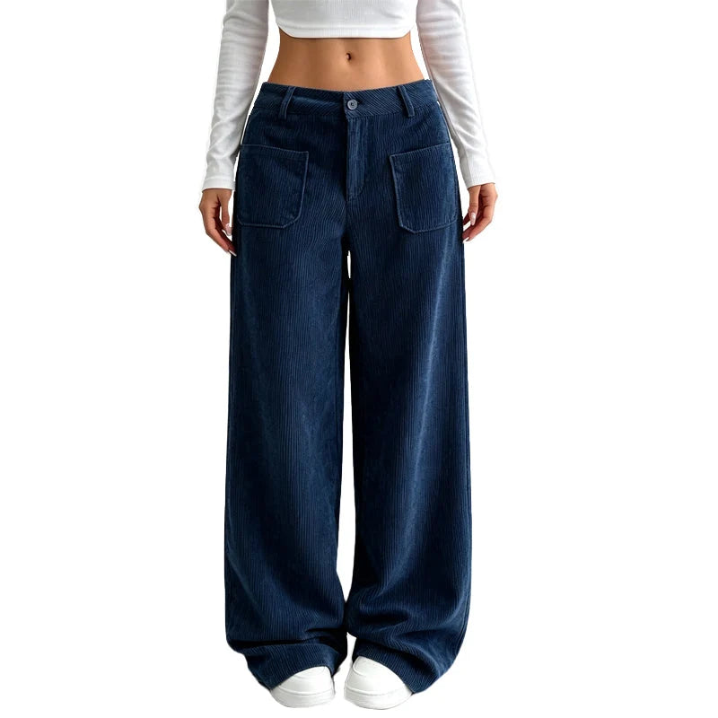 Raquel Ortiz - Pantalones de mujer de corte ancho y estilo informal