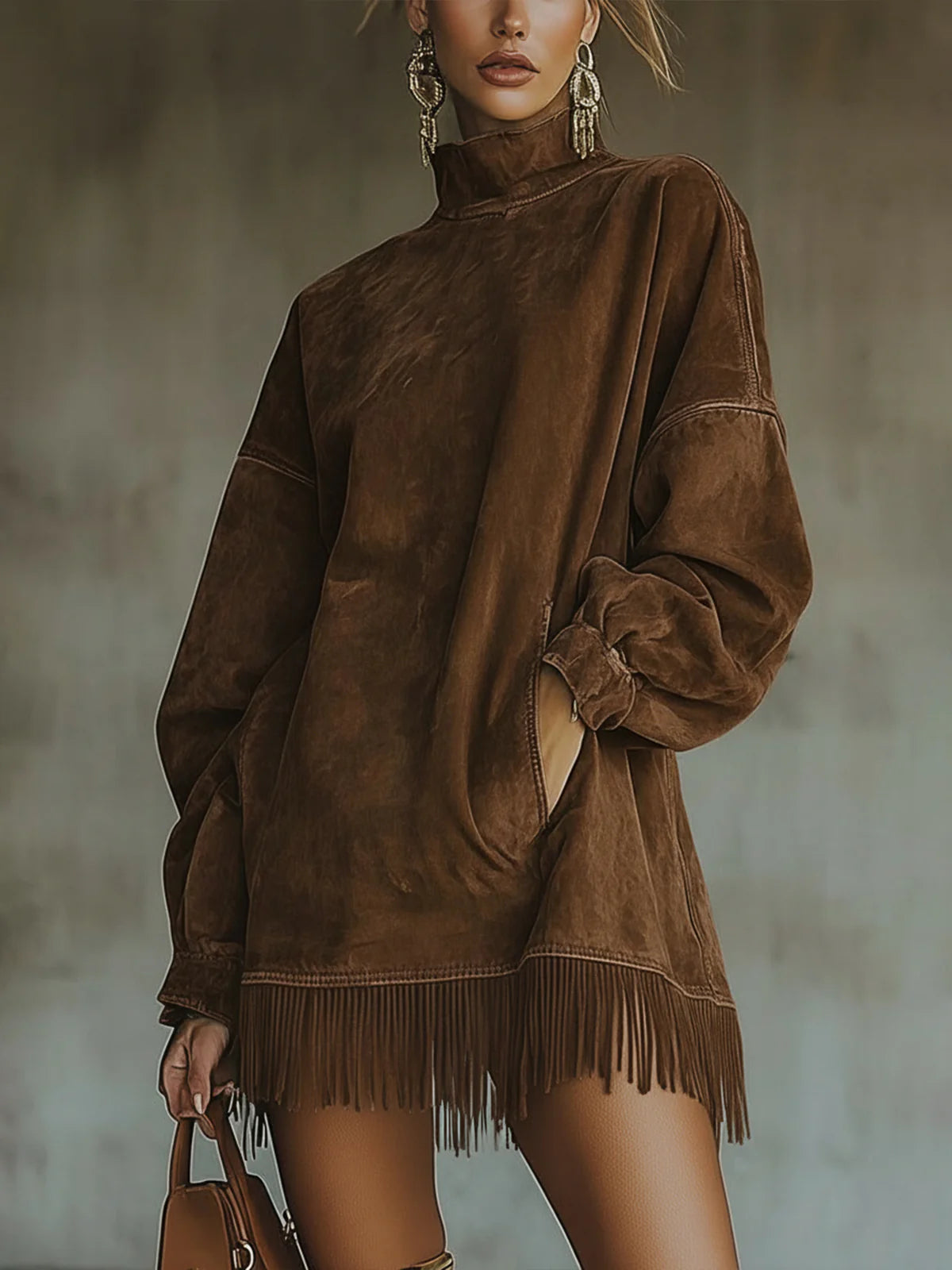 Gabriel | vestido con cuello alto y flecos