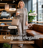 ⏳Oferta especial por tiempo limitado⏰Elegante conjunto de 3 piezas que incluye un cárdigan largo, un top y unos pantalones💞