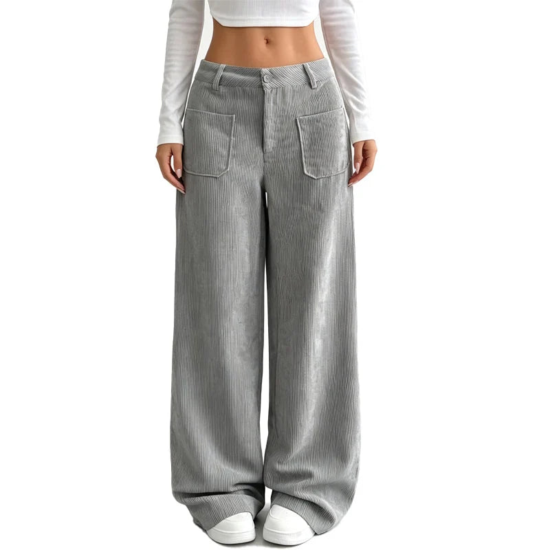 Raquel Ortiz - Pantalones de mujer de corte ancho y estilo informal