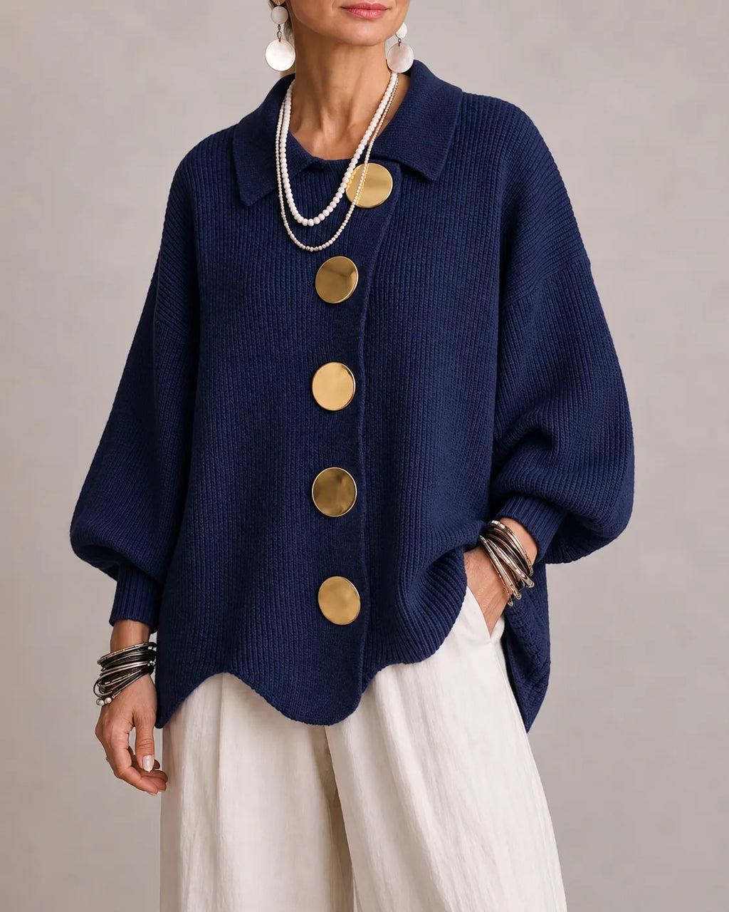 Elara - Cárdigan de punto oversize con botones