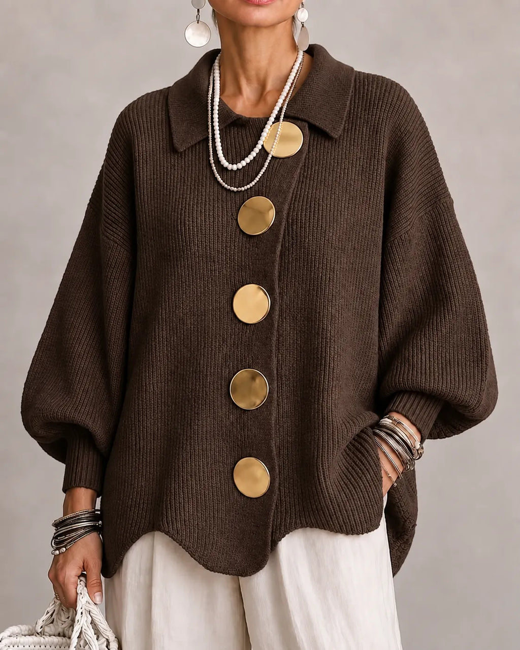Elara - Cárdigan de punto oversize con botones