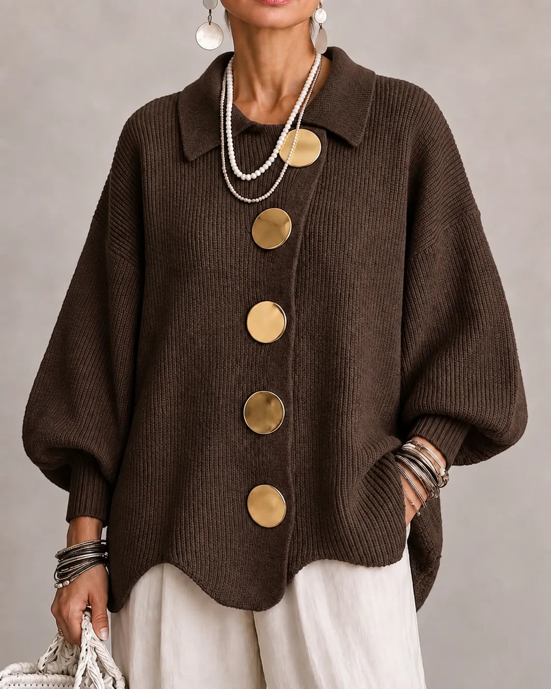 Elara - Cárdigan de punto oversize con botones