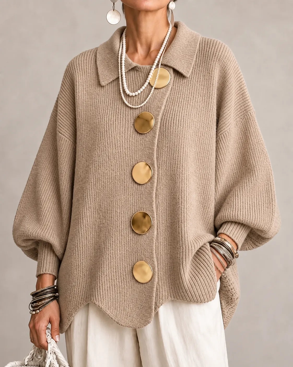 Elara - Cárdigan de punto oversize con botones