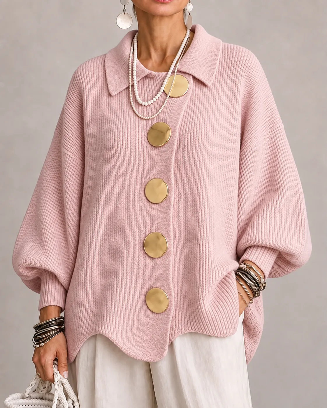Elara - Cárdigan de punto oversize con botones