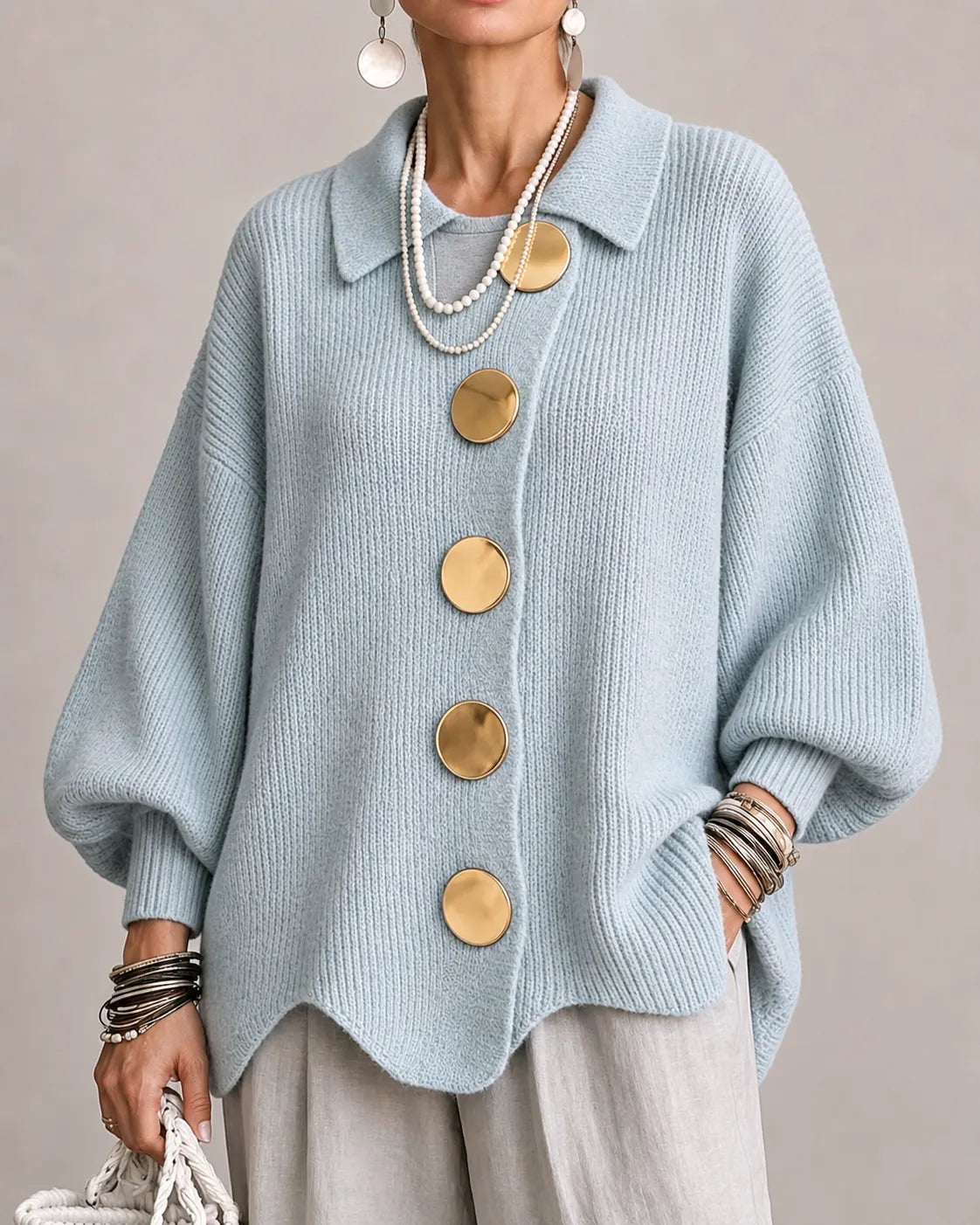 Elara - Cárdigan de punto oversize con botones