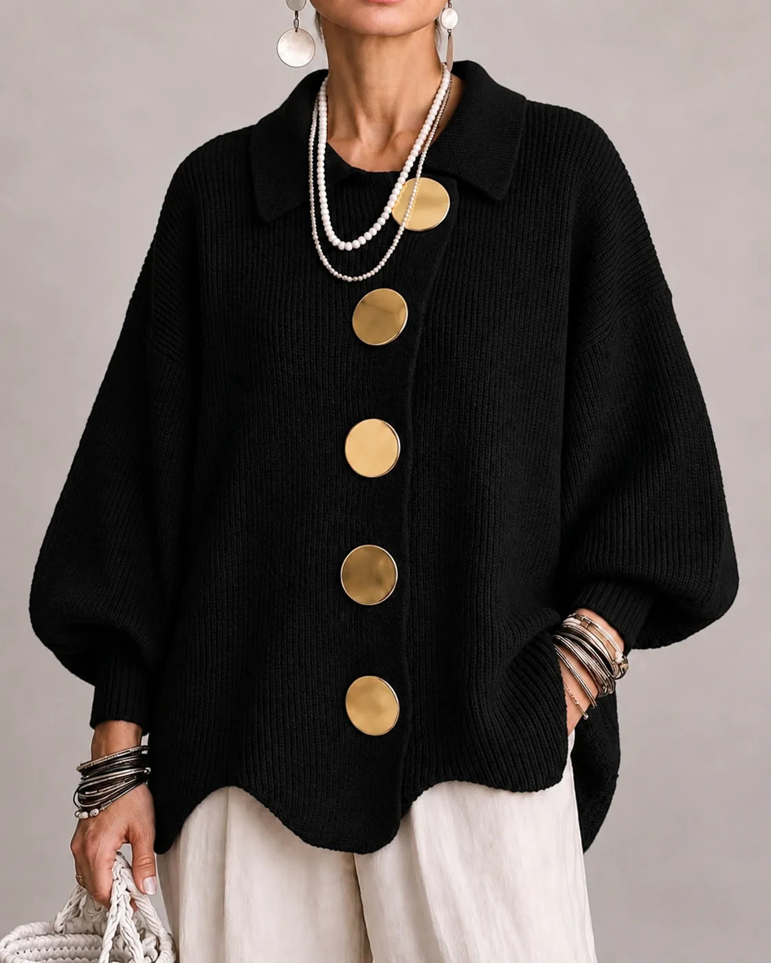 Elara - Cárdigan de punto oversize con botones