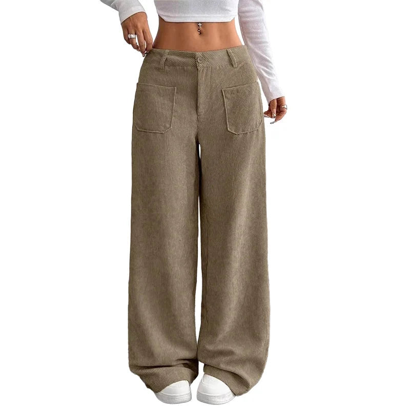 Raquel Ortiz - Pantalones de mujer de corte ancho y estilo informal