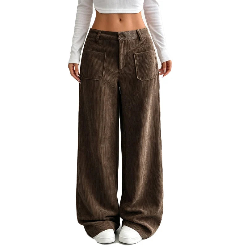 Raquel Ortiz - Pantalones de mujer de corte ancho y estilo informal