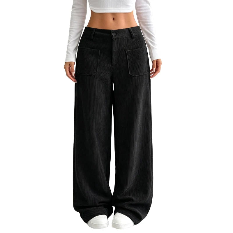 Raquel Ortiz - Pantalones de mujer de corte ancho y estilo informal