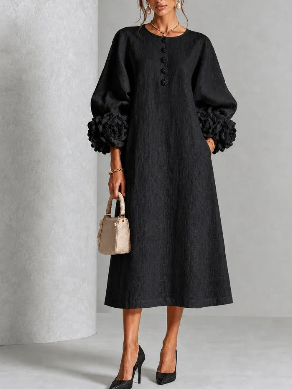 Maria - Vestido Theodosia con puños de rosetas y botones