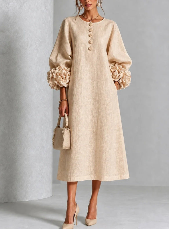Maria - Vestido Theodosia con puños de rosetas y botones