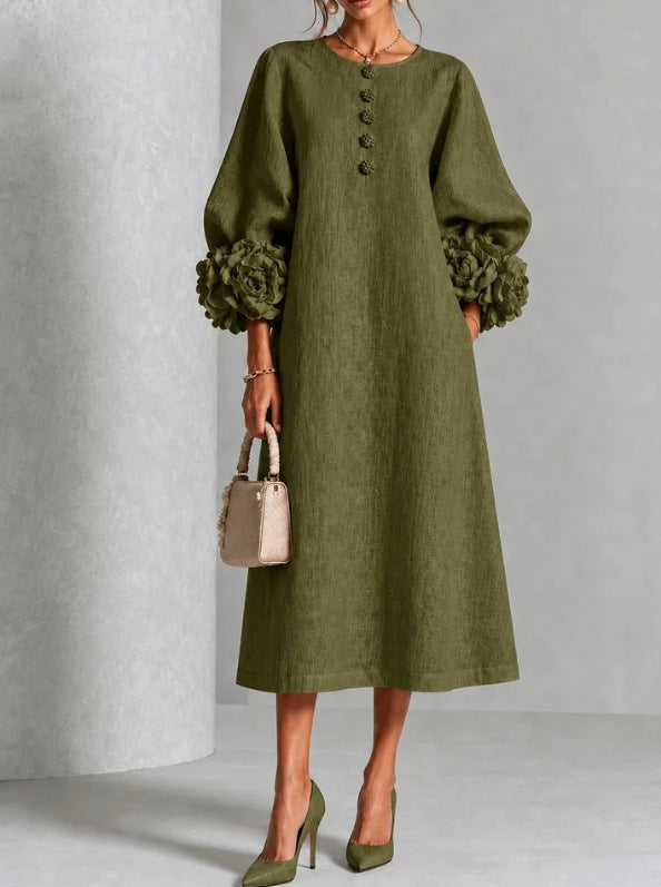 Maria - Vestido Theodosia con puños de rosetas y botones
