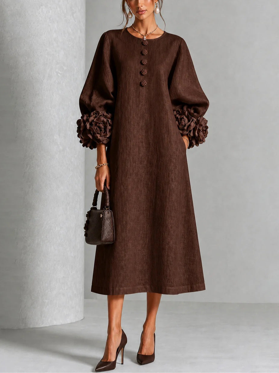 Maria - Vestido Theodosia con puños de rosetas y botones